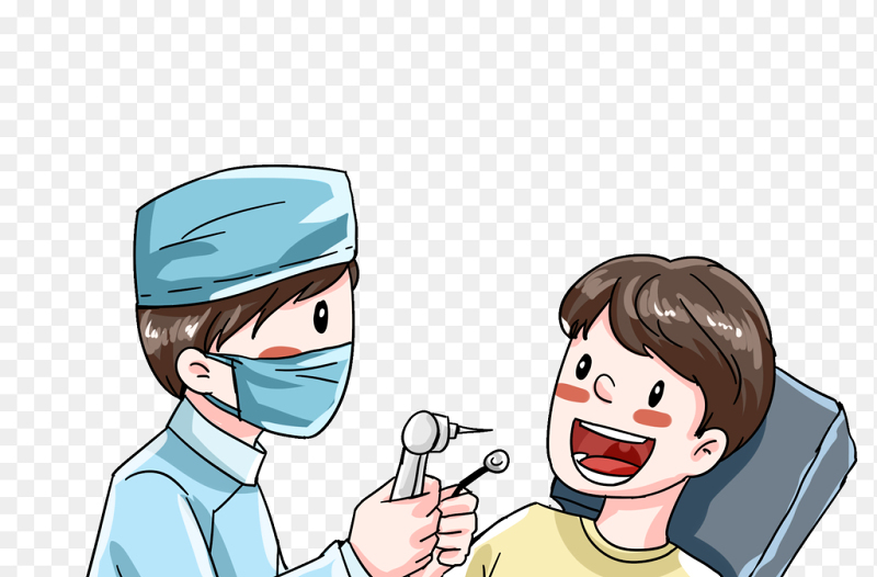 手绘风牙科牙医给病人看牙职业人物免抠元素素材