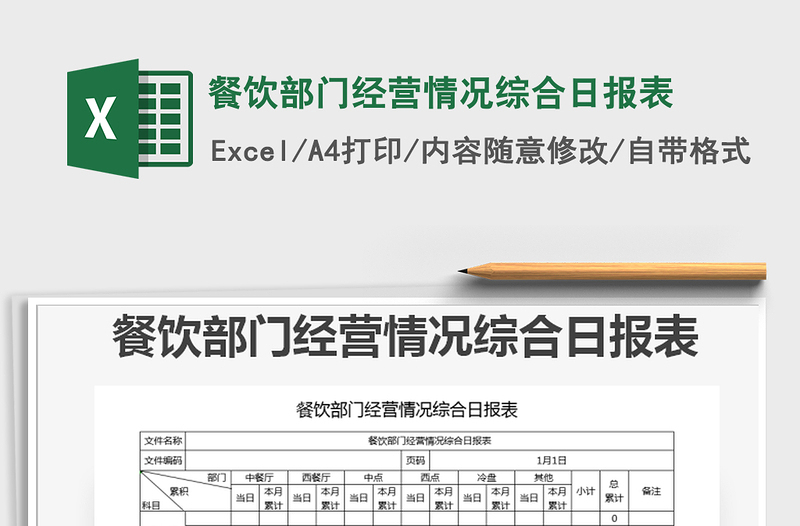 2021年餐饮部门经营情况综合日报表