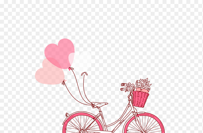 唯美粉色单车自行车浪漫装饰情人节免抠元素素材