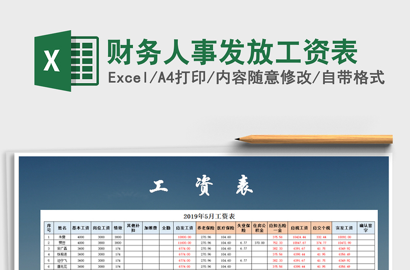 2021年财务人事发放工资表