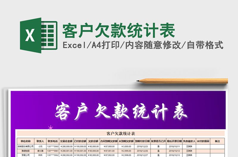 2021年客户欠款统计表