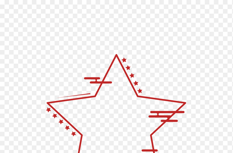 红色五角星线条简约图标元素