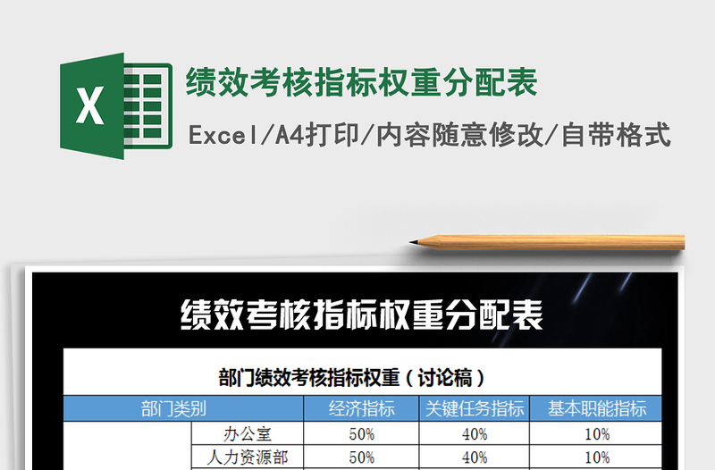 2022年绩效考核指标权重分配表免费下载