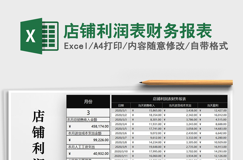 2021年店铺利润表财务报表