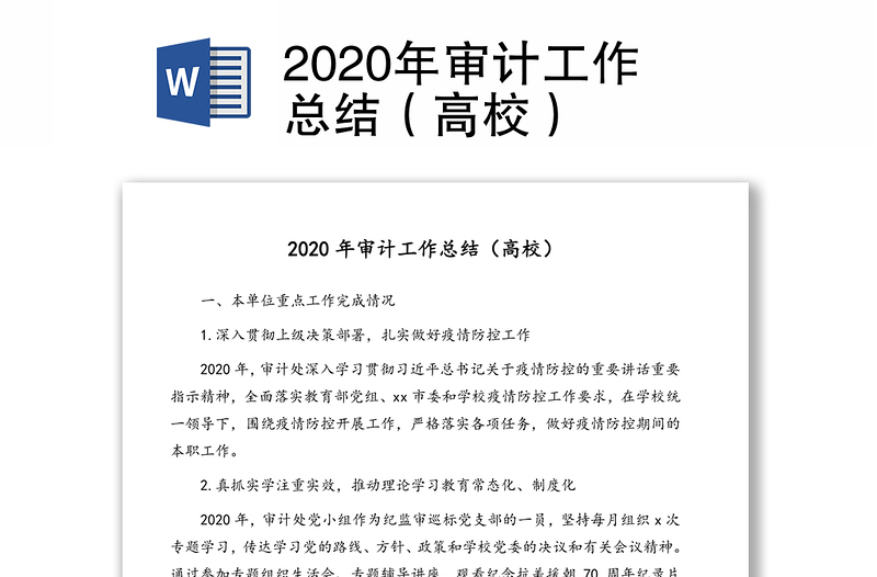 2020年审计工作总结（高校）