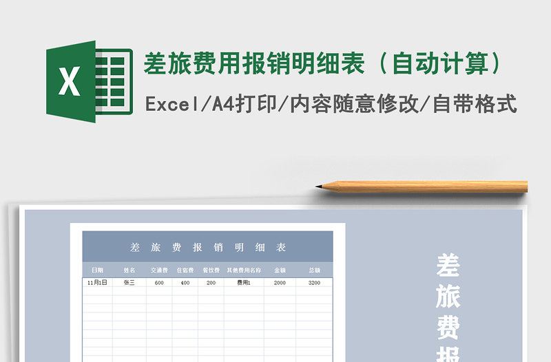 2021年差旅费用报销明细表（自动计算）