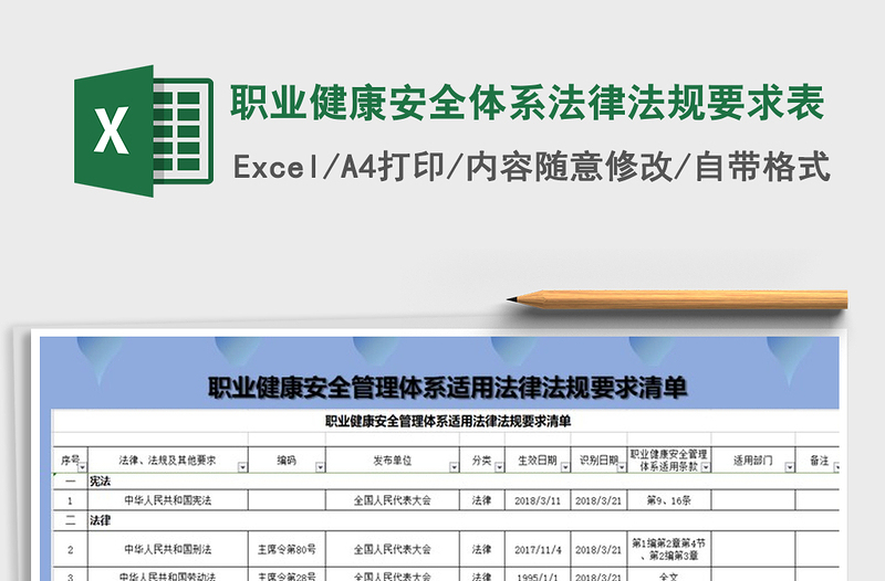 2021年职业健康安全体系法律法规要求表