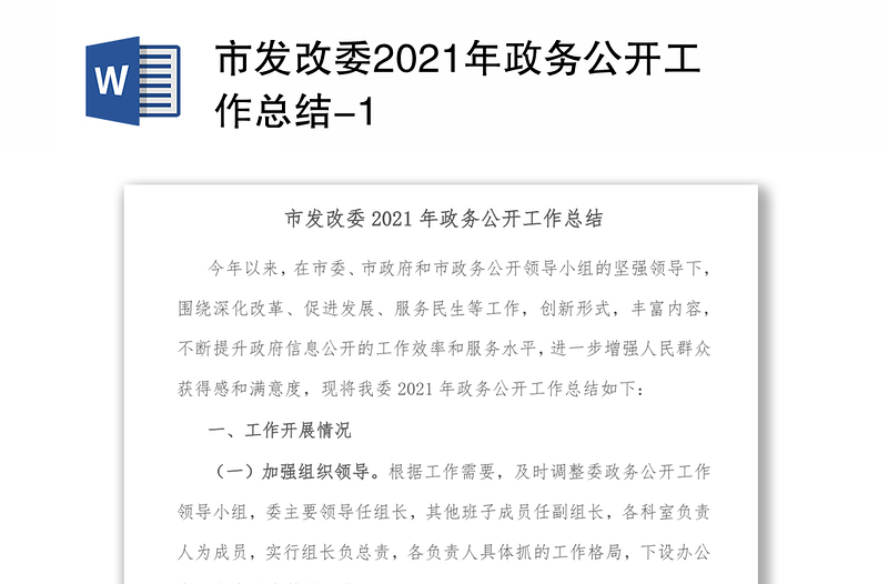 市发改委2021年政务公开工作总结-1