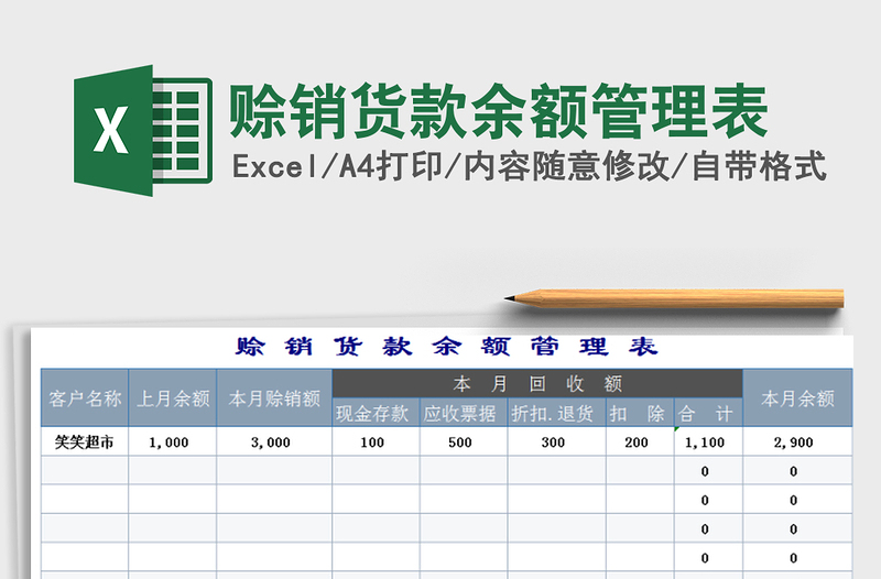 2022年赊销货款余额管理表免费下载