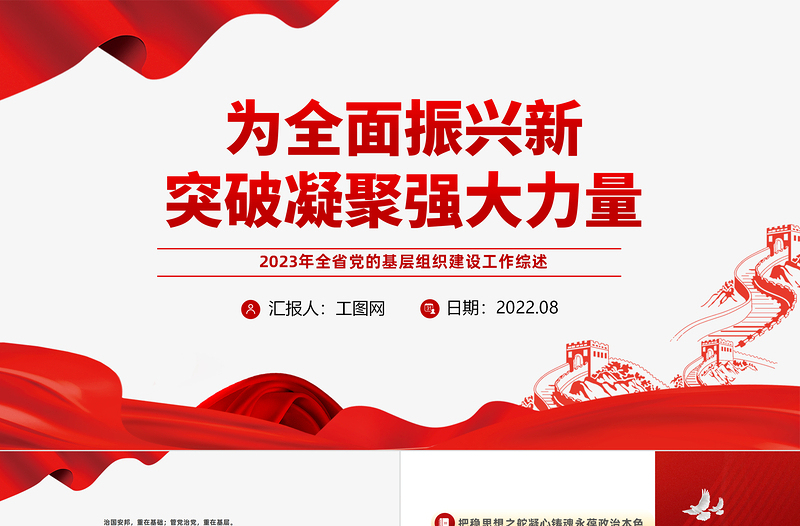 2023年全省党的基层组织建设工作综述PPT红色实用年终党建总结模板