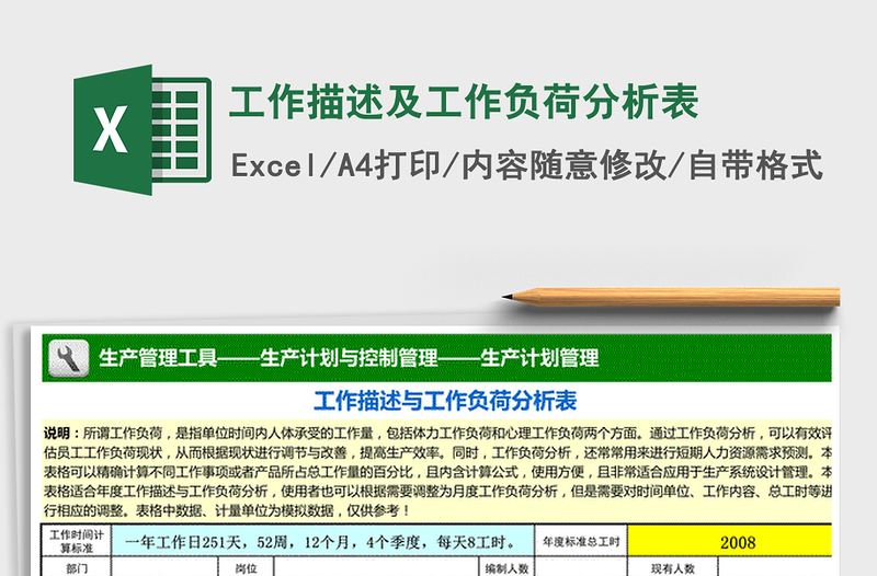 2021年工作描述及工作负荷分析表