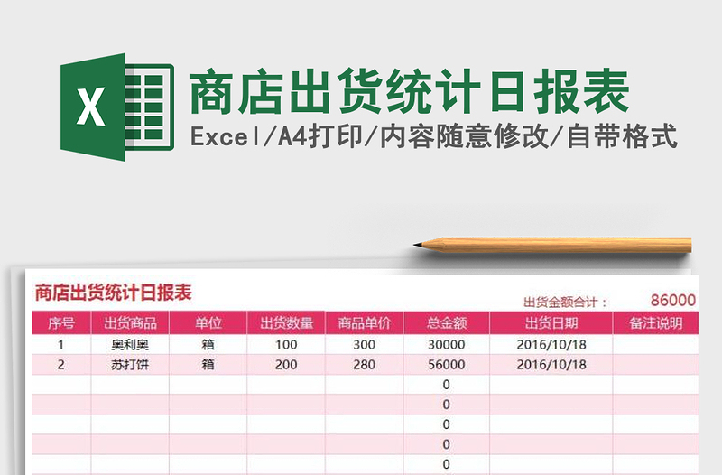 2021年商店出货统计日报表