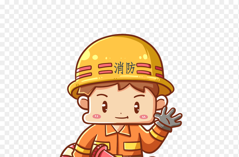 Q版卡通风消防员消防官兵消防安全职业人物免抠元素素材