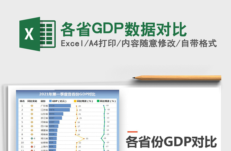 2021各省GDP数据对比免费下载