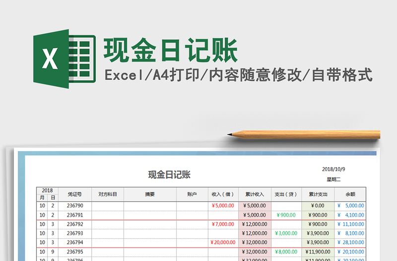 2022年现金日记账免费下载