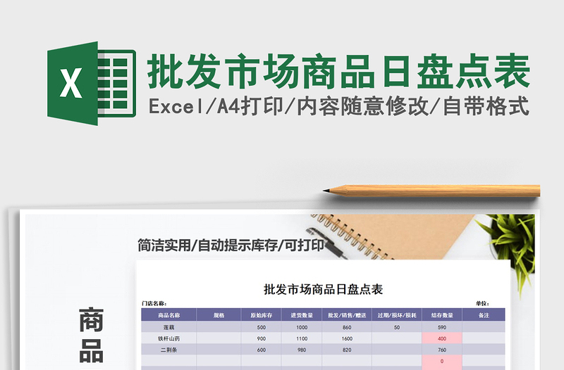 2021年批发市场商品日盘点表