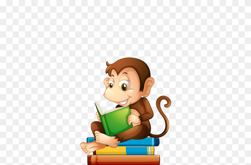 创意卡通风阅读的小猴子免抠元素素材
