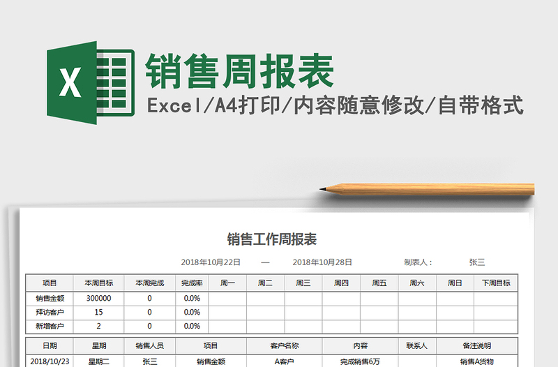 2021年销售周报表