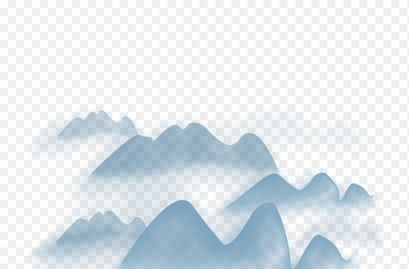 创意朦胧云雾环绕山脉山峰免抠元素素材