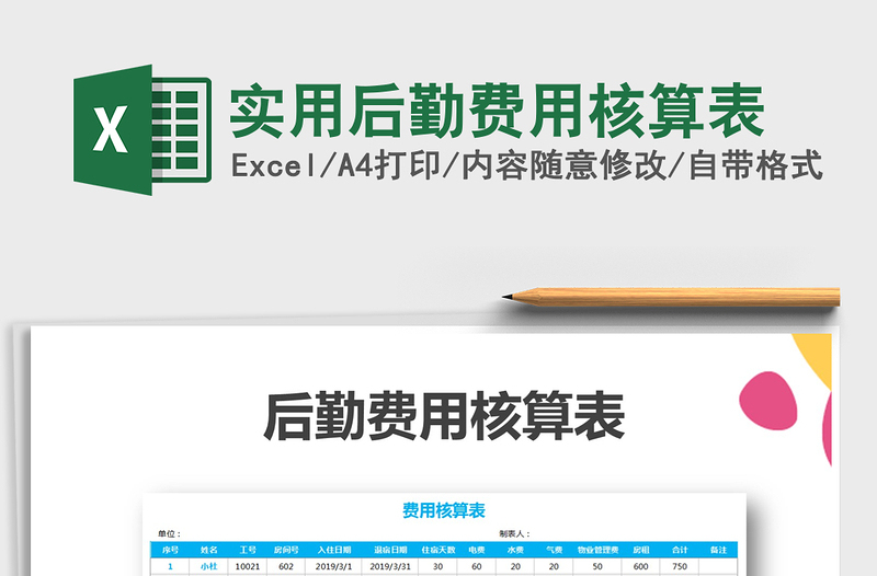 2021年实用后勤费用核算表