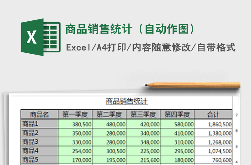 2021年商品销售统计（自动作图）免费下载