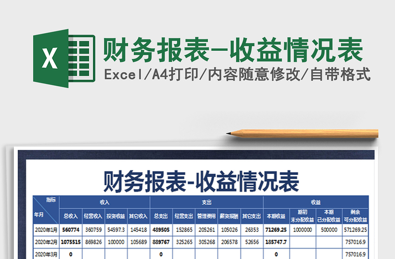 2021年财务报表-收益情况表