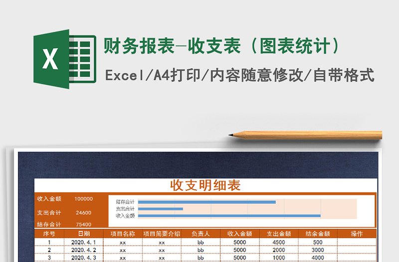 2021年财务报表-收支表（图表统计）