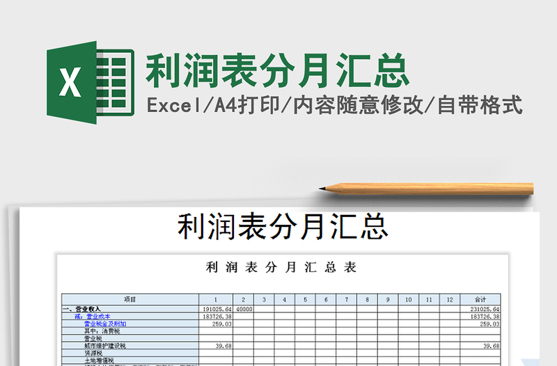 2021年利润表分月汇总