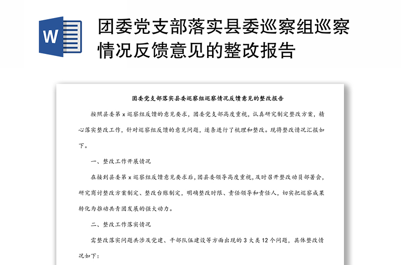 团委党支部落实县委巡察组巡察情况反馈意见的整改报告