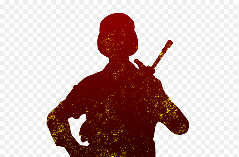 暗红色士兵军人站立背影上半身金色光点装饰剪影党政免抠元素素材
