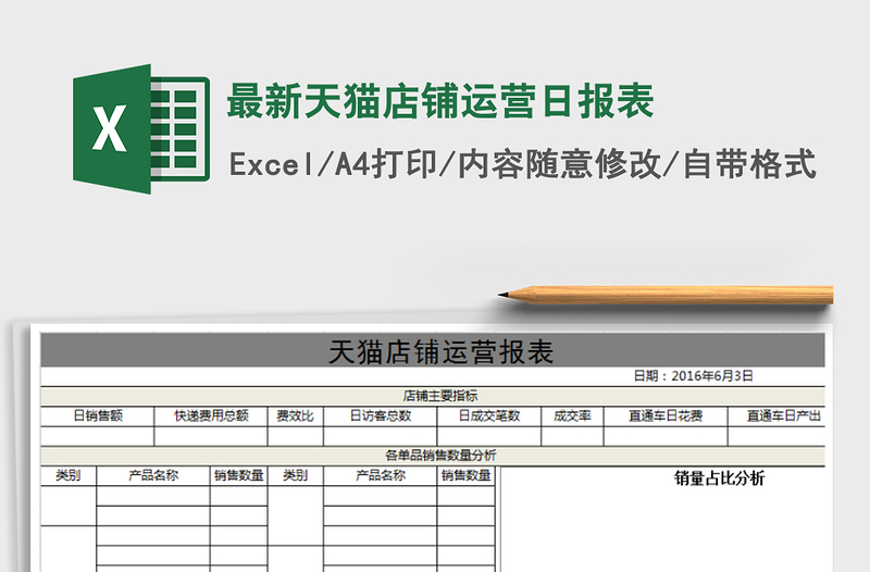 2021年最新天猫店铺运营日报表