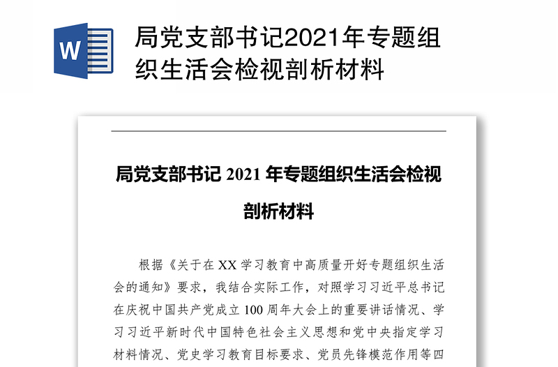 局党支部书记2021年专题组织生活会检视剖析材料