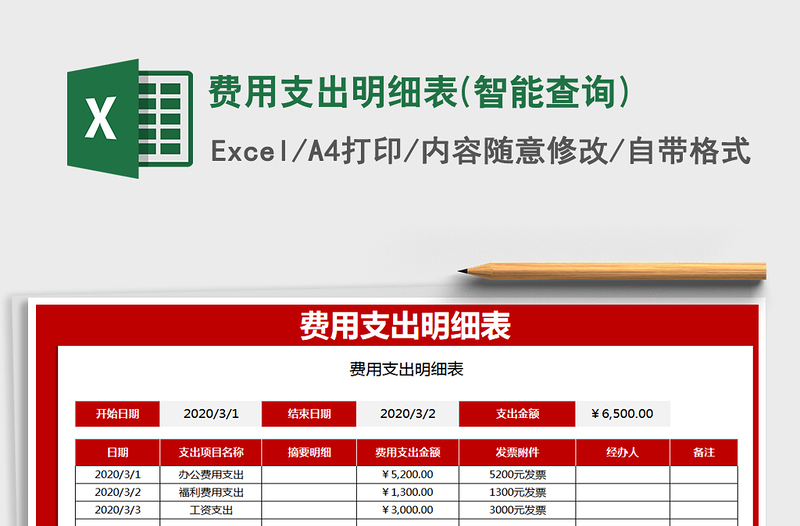 2021年费用支出明细表(智能查询)