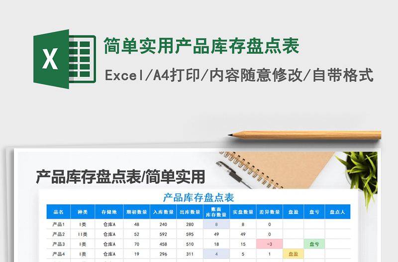 2021年简单实用产品库存盘点表