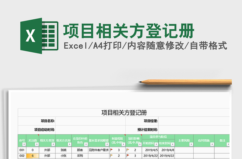 2021年项目相关方登记册