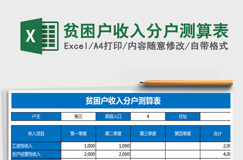 2021年贫困户收入分户测算表