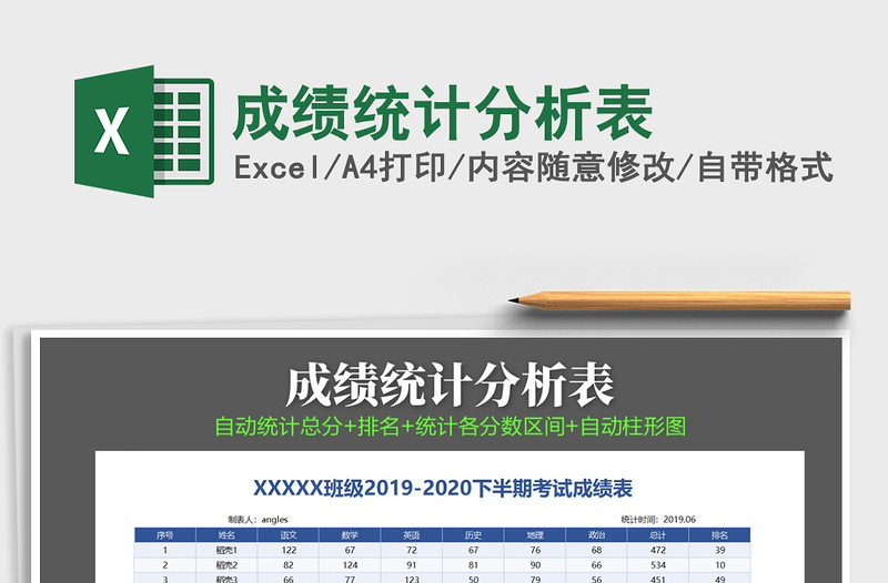 2021年成绩统计分析表