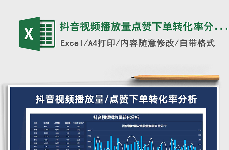 2021抖音视频播放量点赞下单转化率分析免费下载