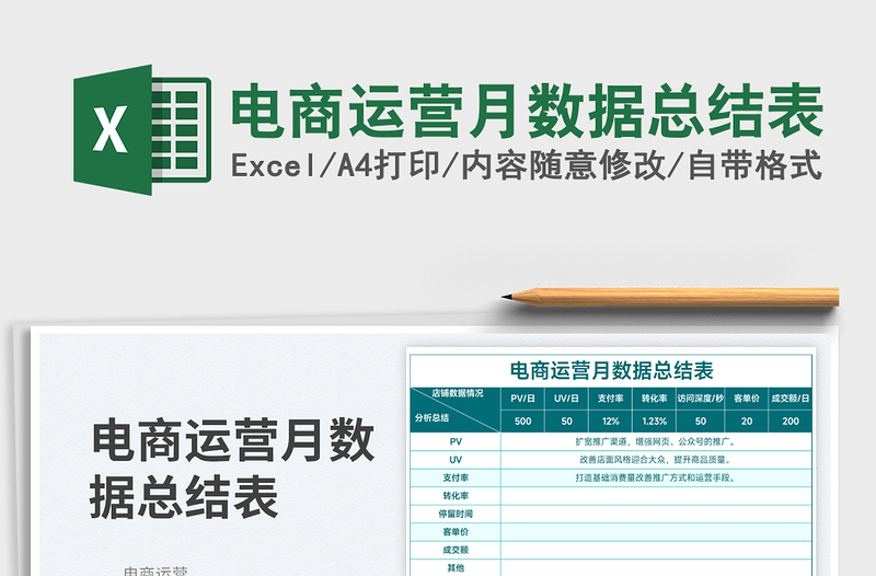 2023电商运营月数据总结表免费下载