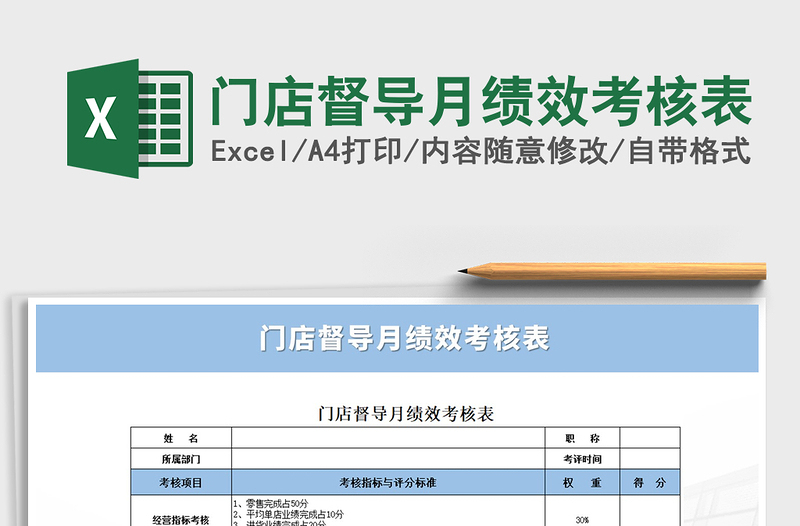 2021年门店督导月绩效考核表