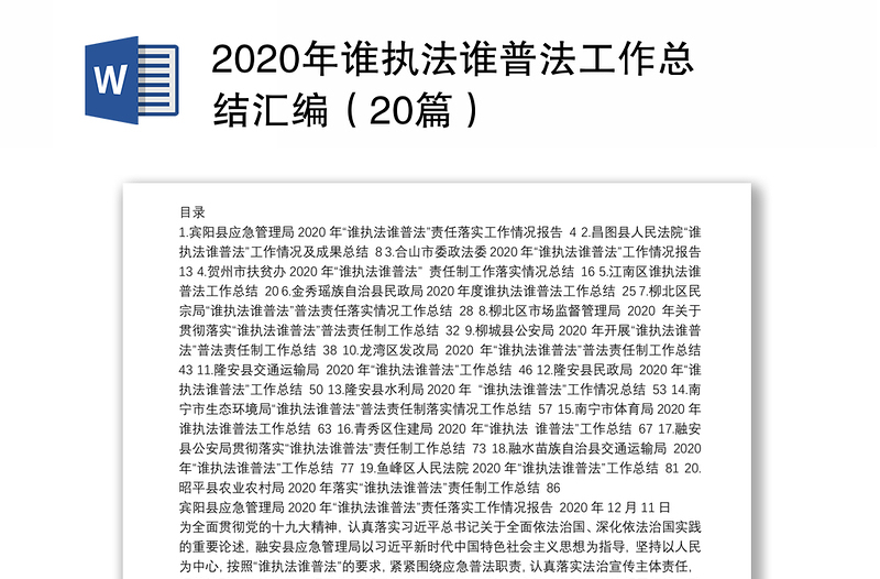 2020年谁执法谁普法工作总结汇编（20篇）