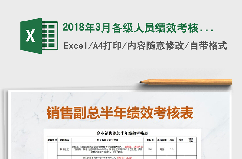 2021年2018年3月各级人员绩效考核表--城市中心