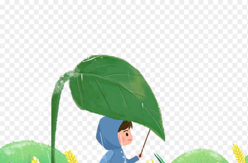 卡通人物麦穗中国传统二十四节气谷雨时节主题素材免抠元素
