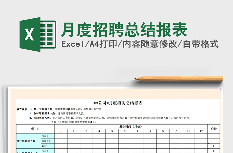 2021年月度招聘总结报表