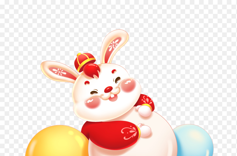 彩色可爱兔子抱元宵中国传统节日元宵节免抠元素素材