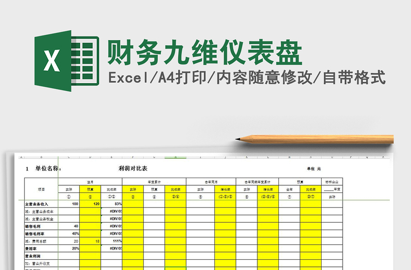 2022年财务九维仪表盘免费下载