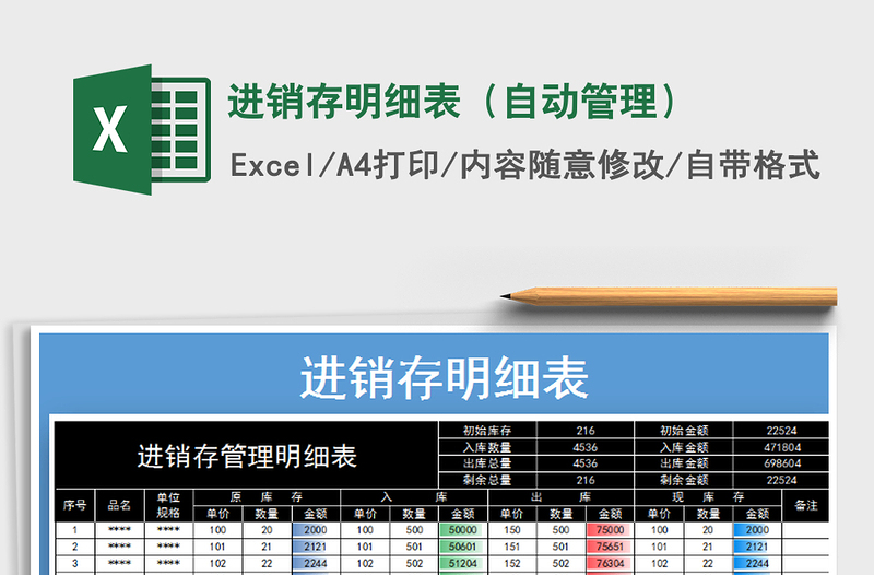 2021年进销存明细表（自动管理）