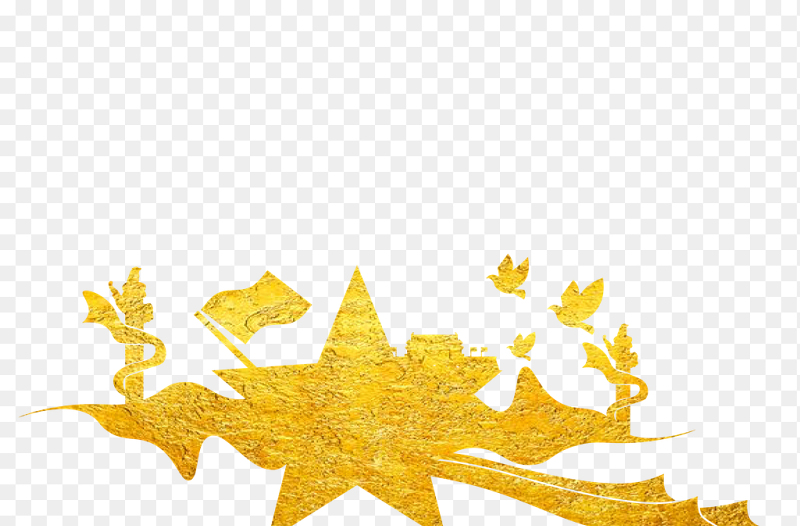 金色五角星装饰华柱石狮飘带和平鸽剪影创意免抠元素素材