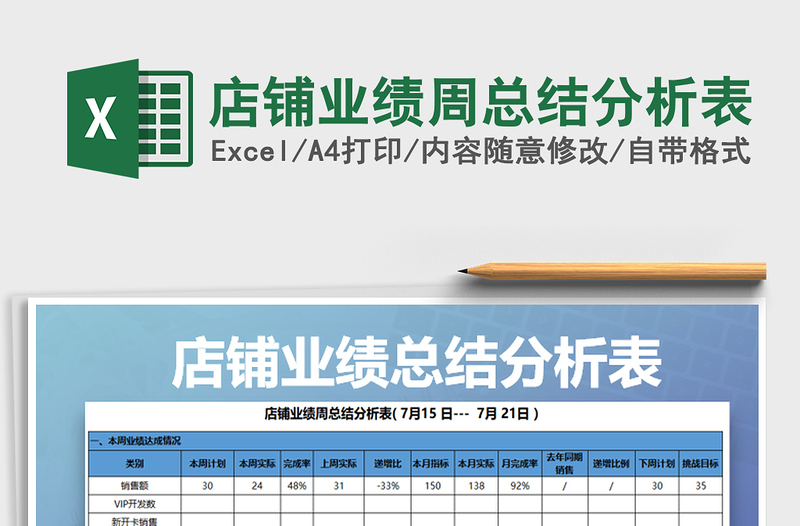 2021年店铺业绩周总结分析表