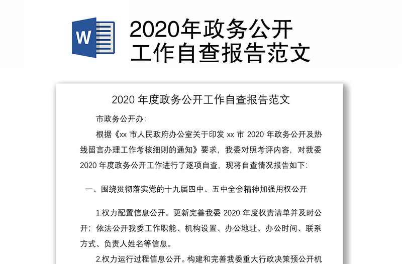 2020年政务公开工作自查报告范文